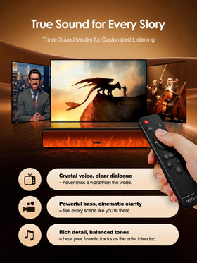 Rythflo remote control and simple buttons simplify everyday TV control.