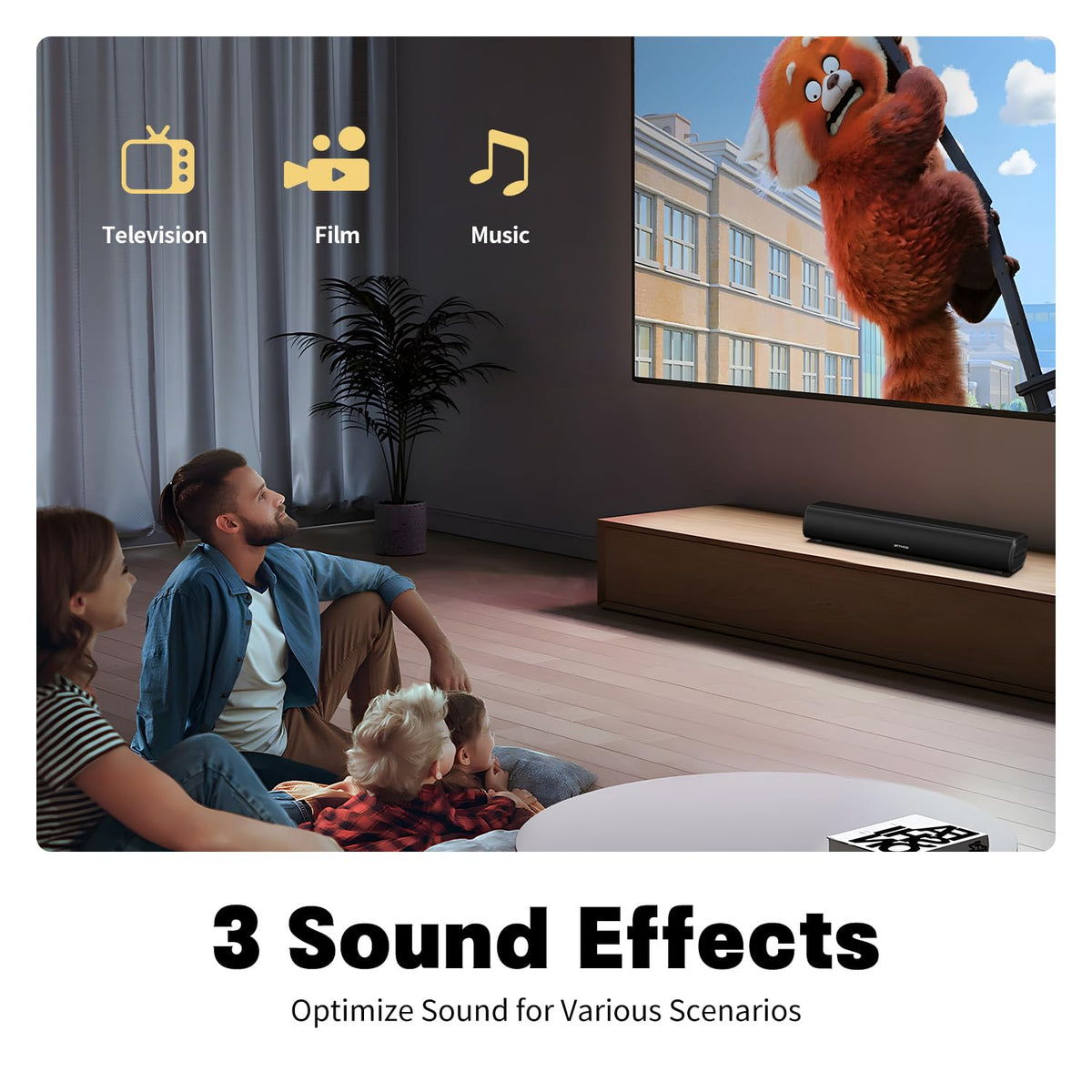 Rythflo sound bar mounted on wall with included kit.