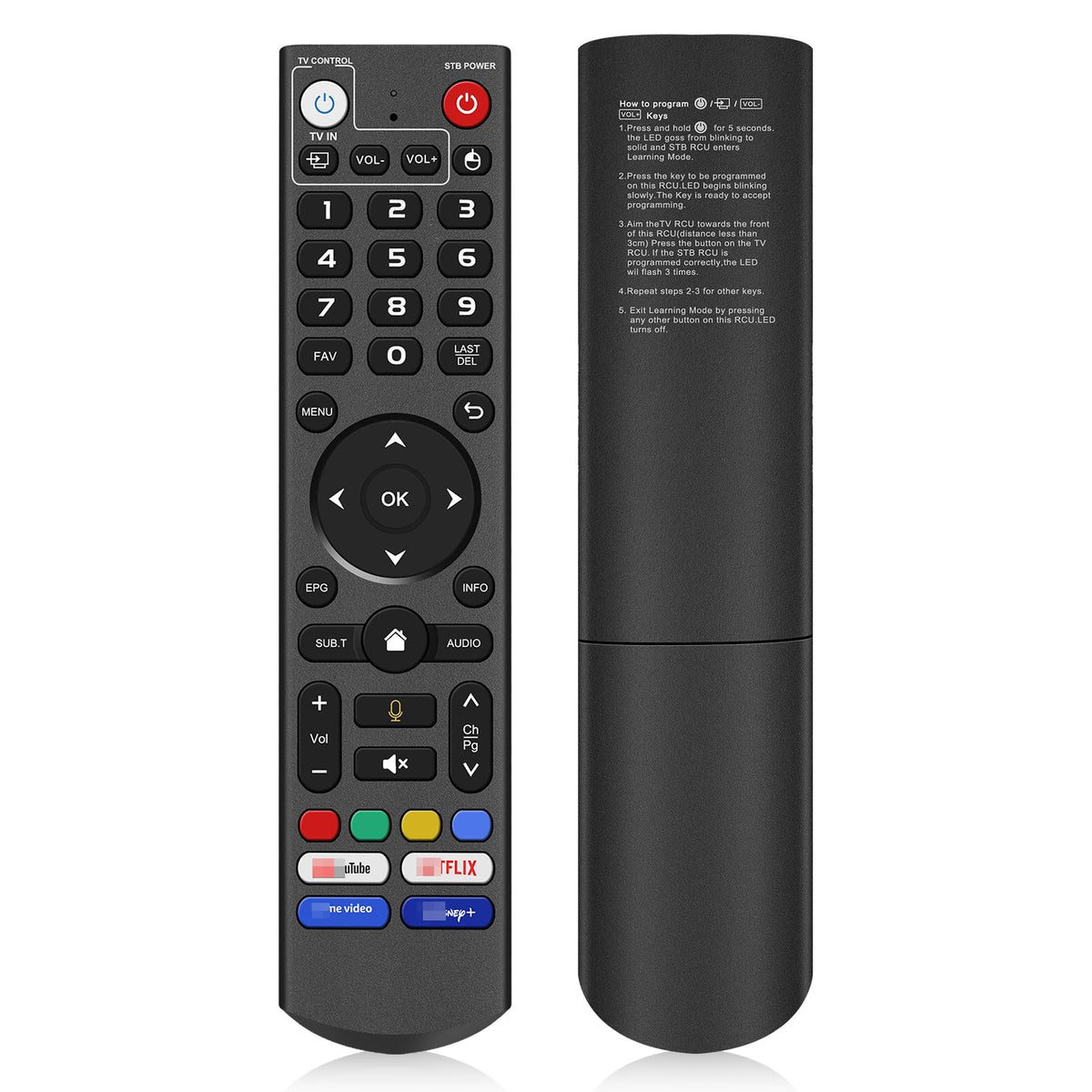 Rytuqo V3 Pro voice remote front view showing ergonomic design for comfortable grip.