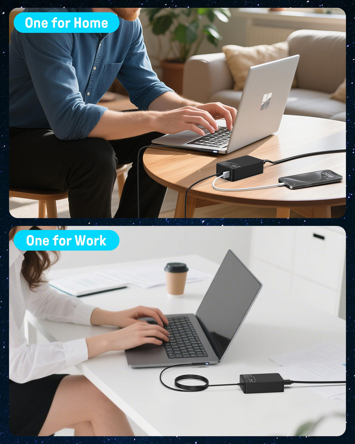 S SKSTYLE 65W Surface Pro Charger 10 ft cord enables flexible workspace.