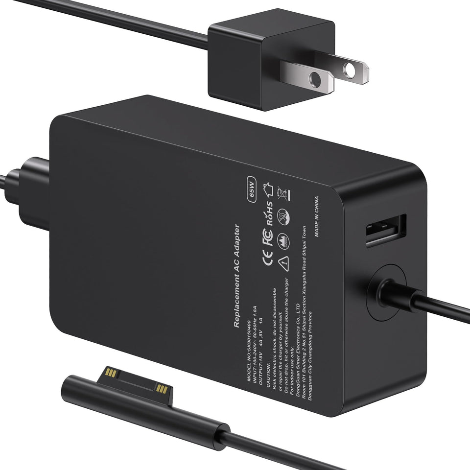 S SKSTYLE 65W Surface Pro Charger front view, compact design for desk setup.