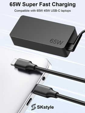 S SKSTYLE 65W USB-C charger cord length extends reach.
