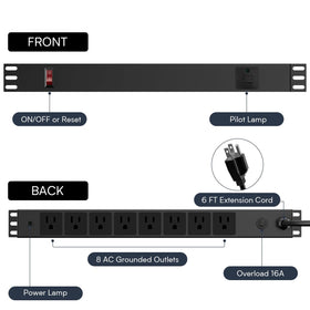 Sabethe PDU-03 six-foot power cord and plug offering flexible outlet placement