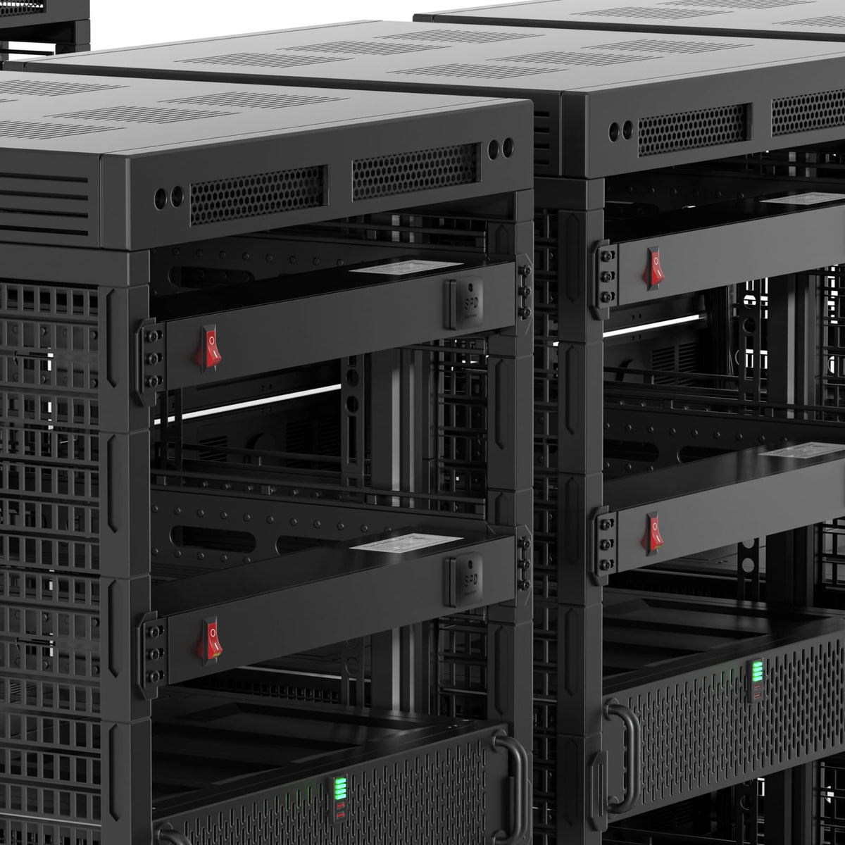 Sabethe PDU-03 beside ruler showing compact 1U height for space-saving deployment