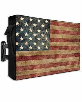 Sabolny American flag TV cover with roll-up front for easy viewing