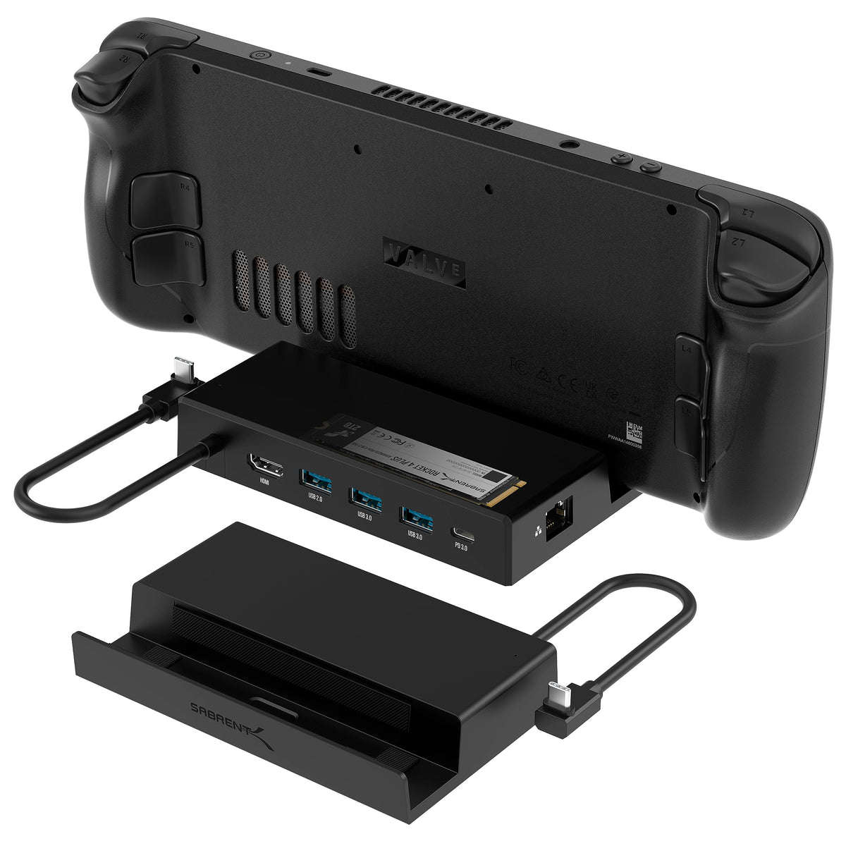 Sabrent docking station with Steam Deck and M.2 slot for extra storage
