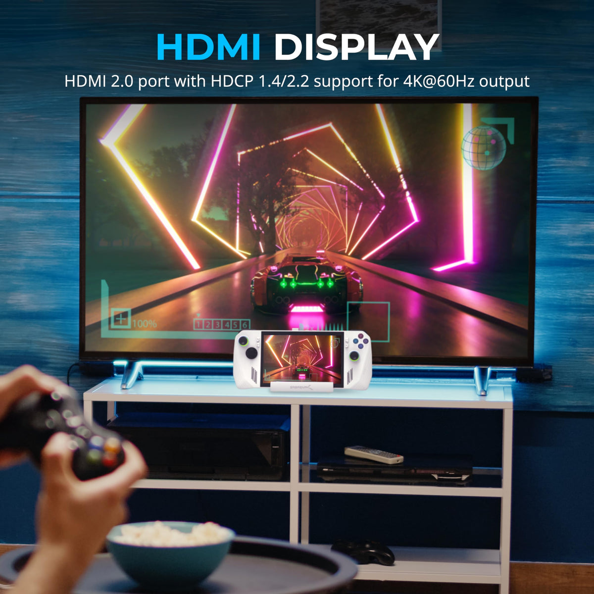 SABRENT dock connected to Asus ROG Ally showing seamless desktop conversion