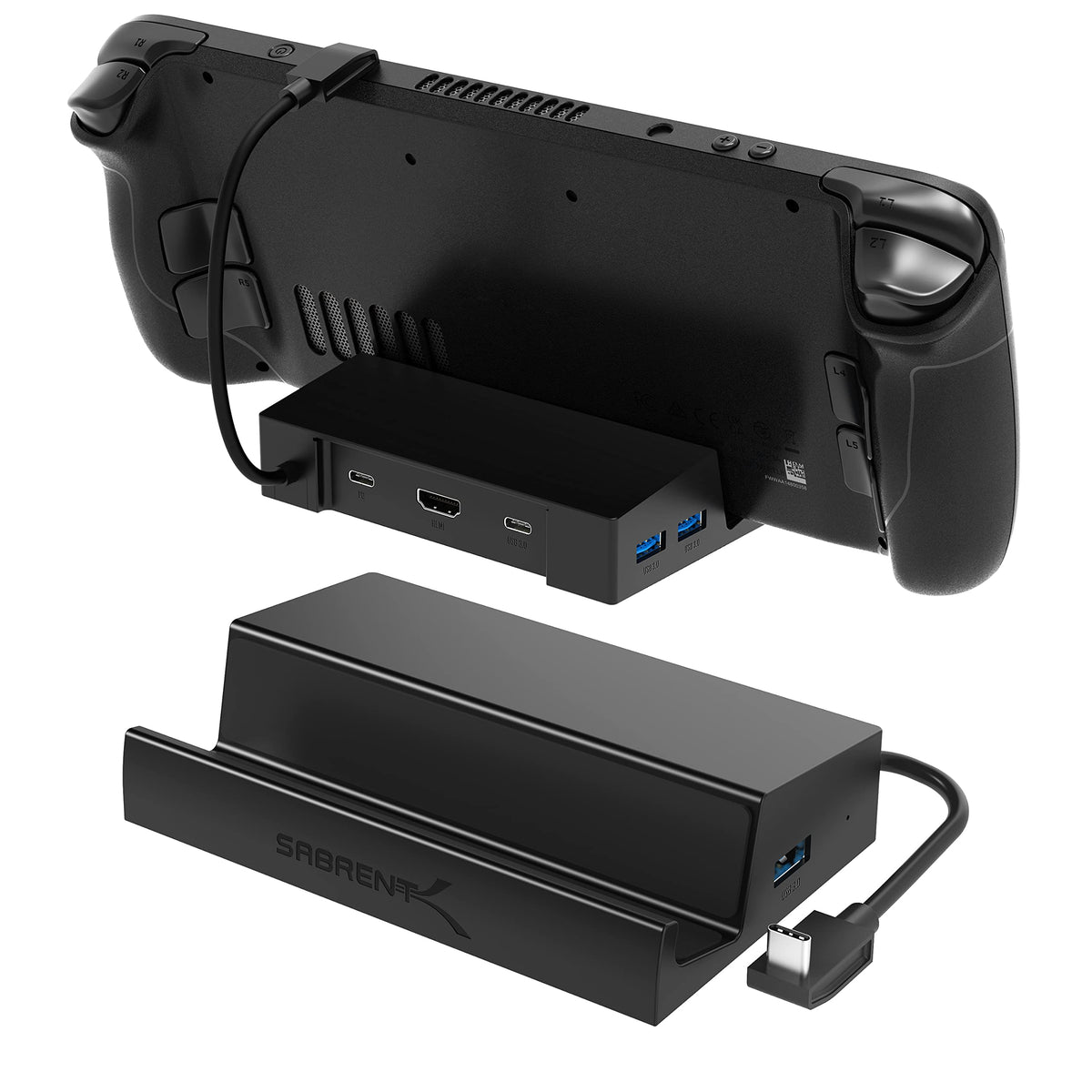 SABRENT docking station front view shows ports and compact footprint for desktop convenience