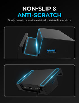 SABRENT dock integrated USB-C cable close-up for tangle-free portable setup and reliability