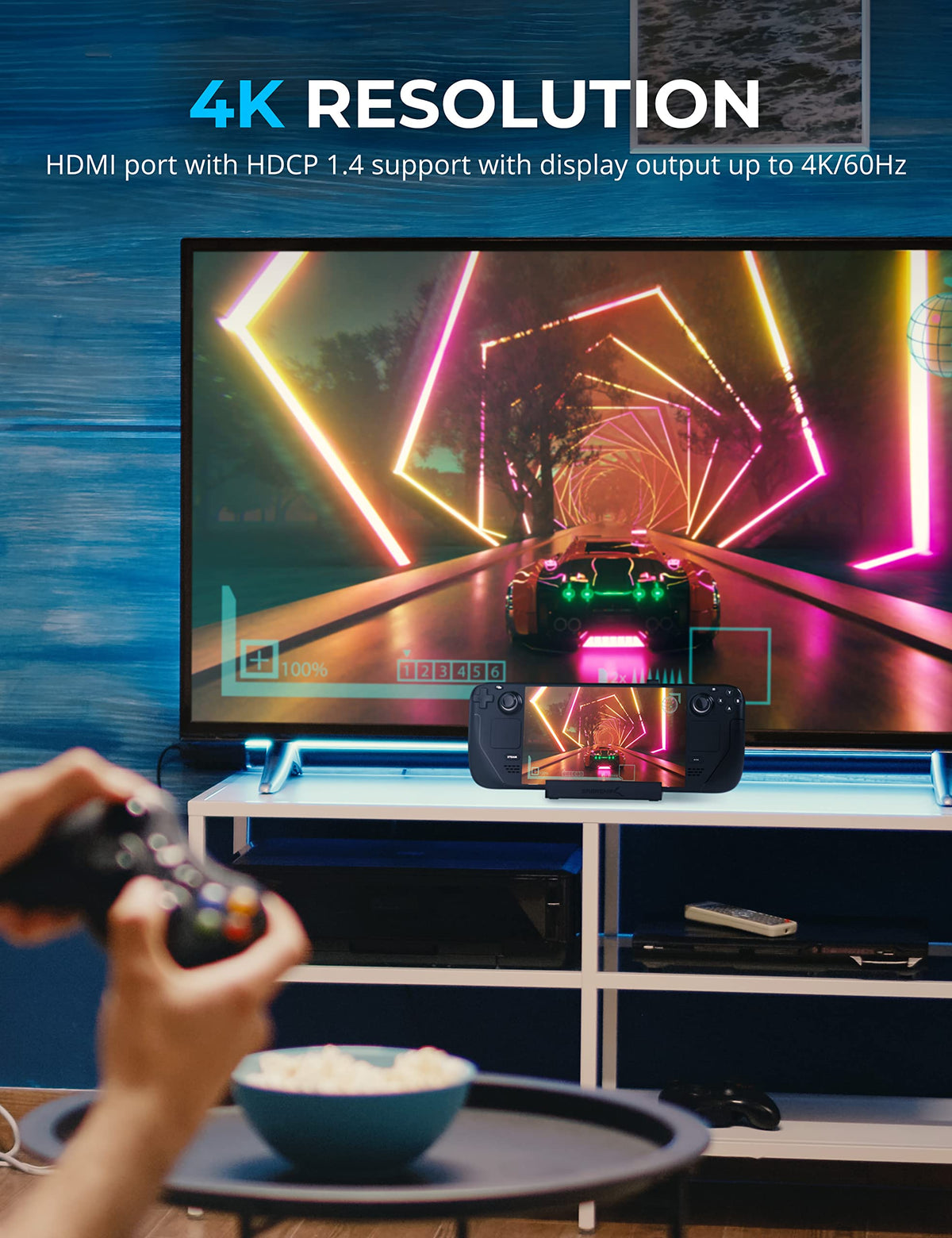 SABRENT dock with USB-A controller and keyboard connected for fast responsive gaming