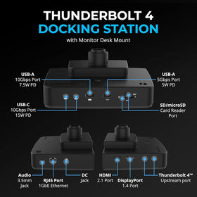SABRENT T4WA gas-lift monitor arm adjusts height and angle for comfort.