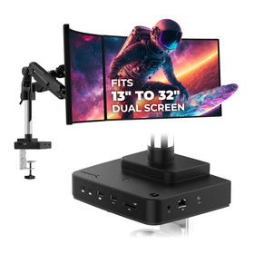 SABRENT T4WA docking station with monitor desk mount supports up to 32-inch displays.