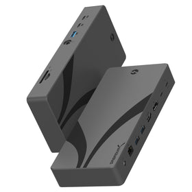 SABRENT DS-T4MF front view with accessible ports for quick device connections.