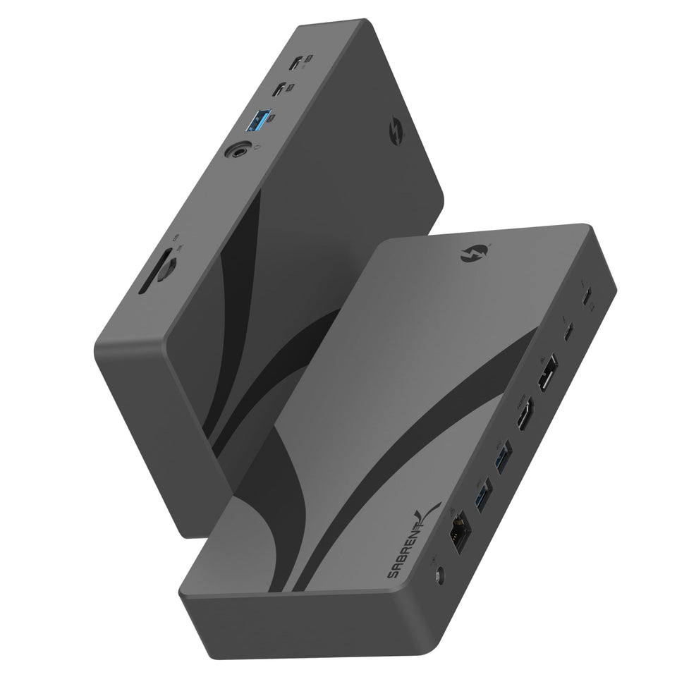 SABRENT DS-T4MF front view with accessible ports for quick device connections.
