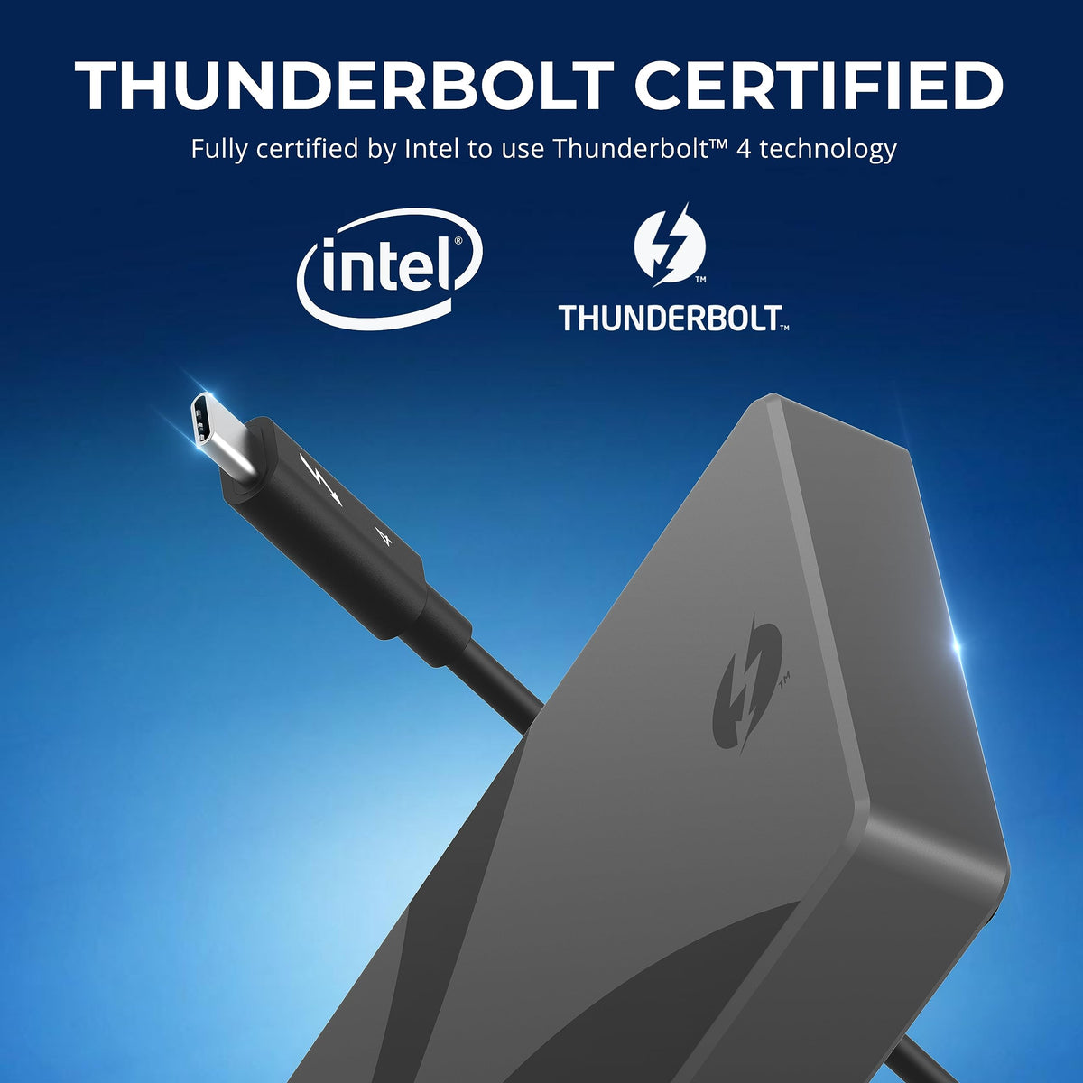 SABRENT Thunderbolt 4 Hub included certified TB4 cable and power supply.