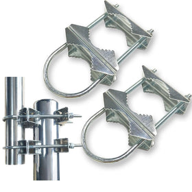 Sactulaz double U-bolt clamp bracket secures Starlink mount to a mast for reliable outdoor setup.