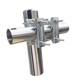 Sactulaz outdoor rail mount bracket installed on a ladder for rooftop mounting.