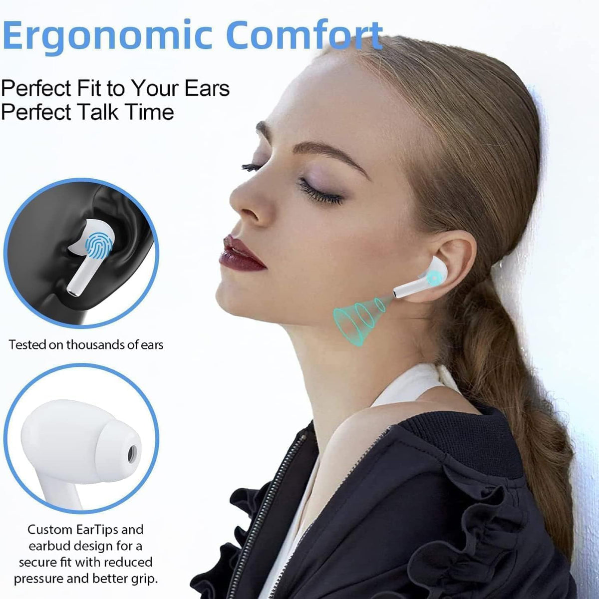 Sadaug earbuds in light rain, showing IPX7 water resistance benefit