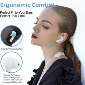 Sadaug earbuds in light rain, showing IPX7 water resistance benefit
