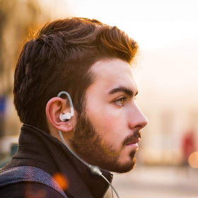 SafeSleeve EMF Air Tube Headphones unpacked with eco-friendly packaging.