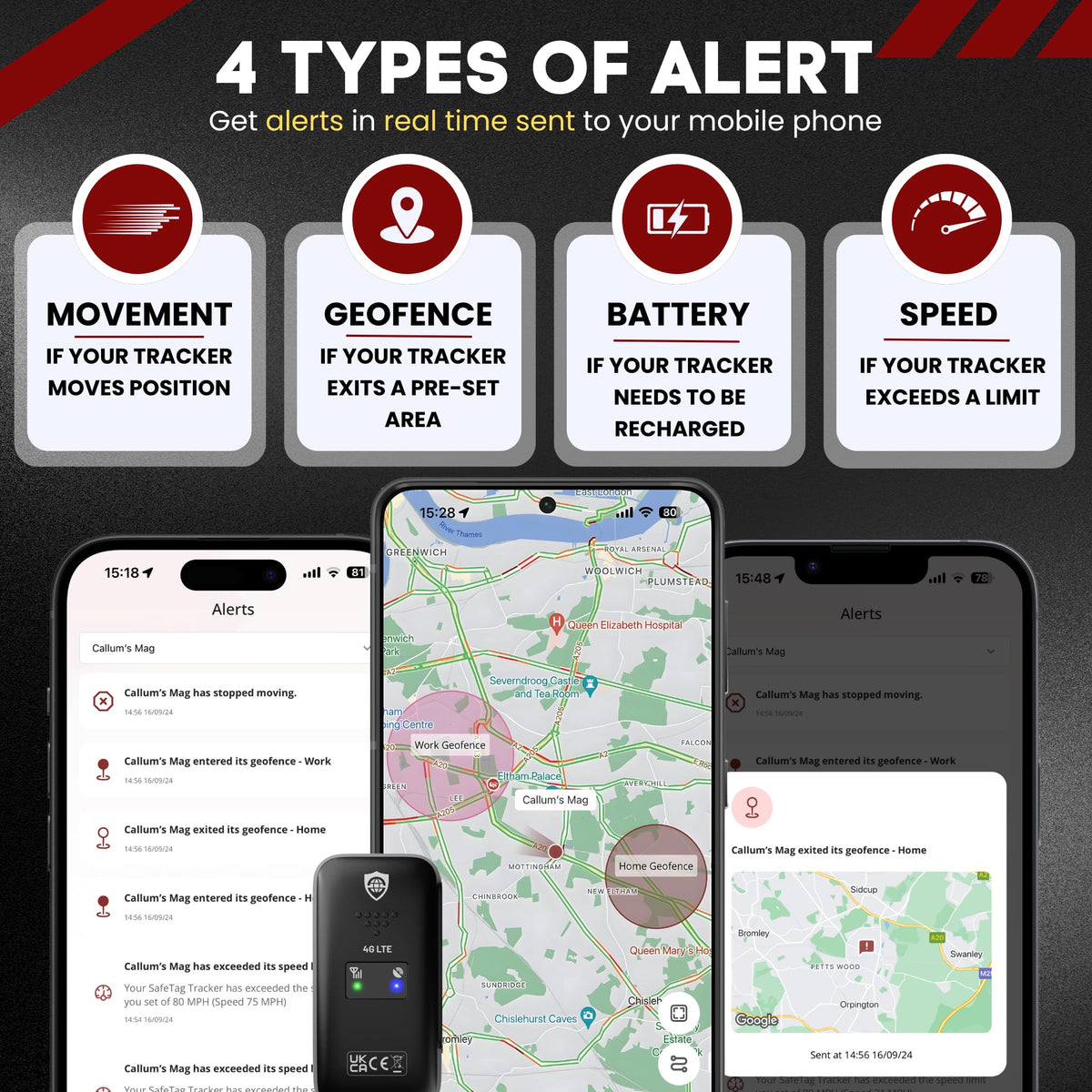 SafeTag Mini 4G hidden under vehicle seat showing discreet placement and theft deterrence