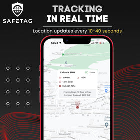 SafeTag Mini 4G LED display closeup showing status lights for easy device checks