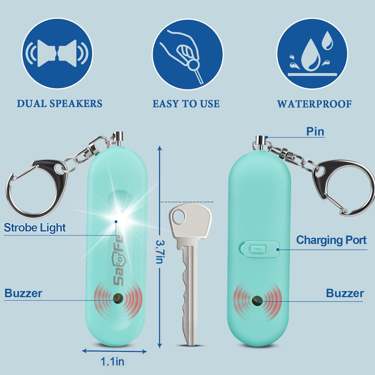 High‑intensity LED strobe on SaForFe Aqua alarm in action