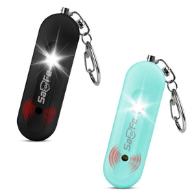 SaForFe personal safety alarm clipped to a backpack for quick access.