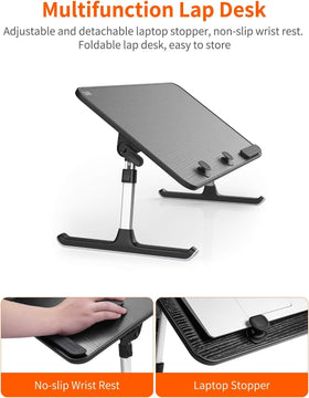 SAIJI desk angled with laptop in use, ergonomic screen positioning benefit