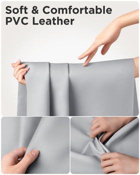 SAIJI PVC leather tabletop close-up showing non-slip surface and easy cleaning