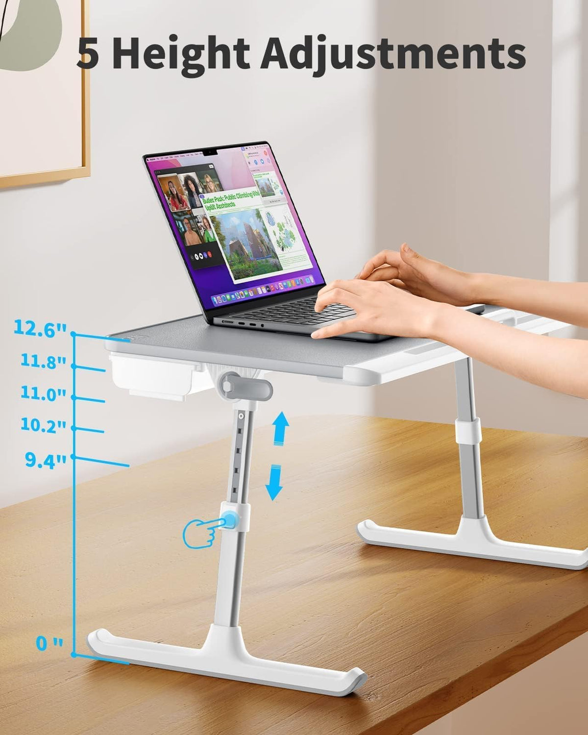 SAIJI drawer open with pens and charger showing handy storage benefit