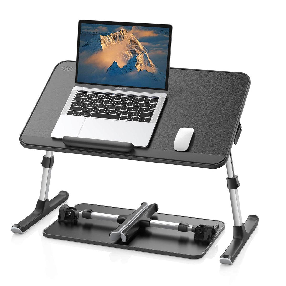 SAIJI front view of medium black lap desk showing clean design and portability benefit