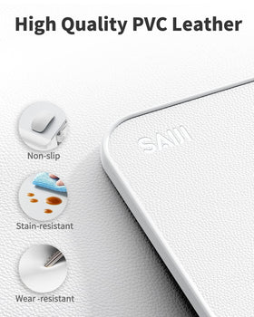 SAIJI laptop bed tray table demonstrates angle adjustment for comfortable viewing.
