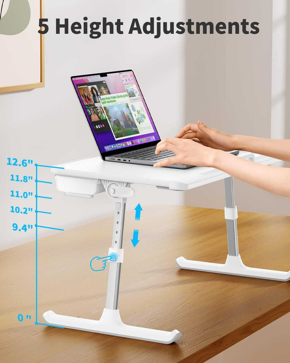 SAIJI laptop bed tray table features a non-slip surface to prevent slips.