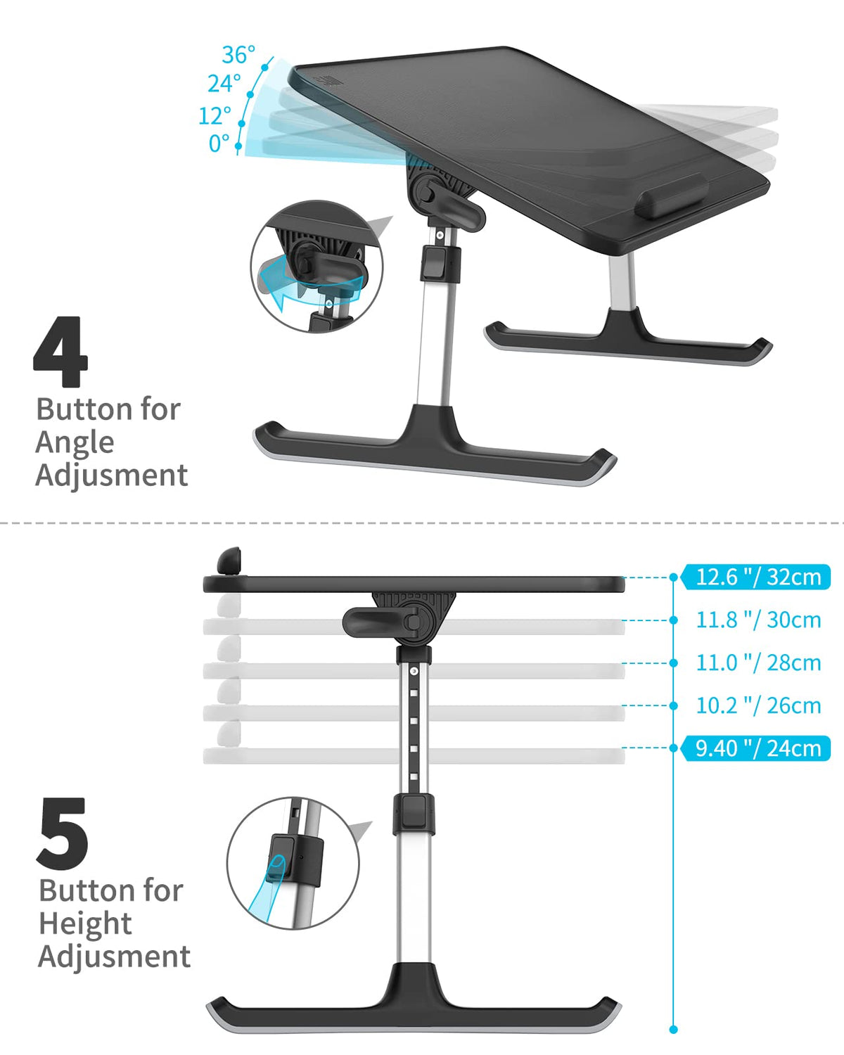 SAIJI laptop secured with removable clip illustrating device stability on angled surfaces