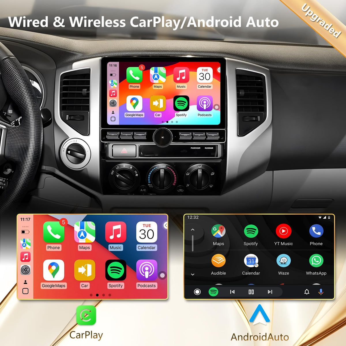 SailingTravel 10-inch Android head unit display with clear touchscreen