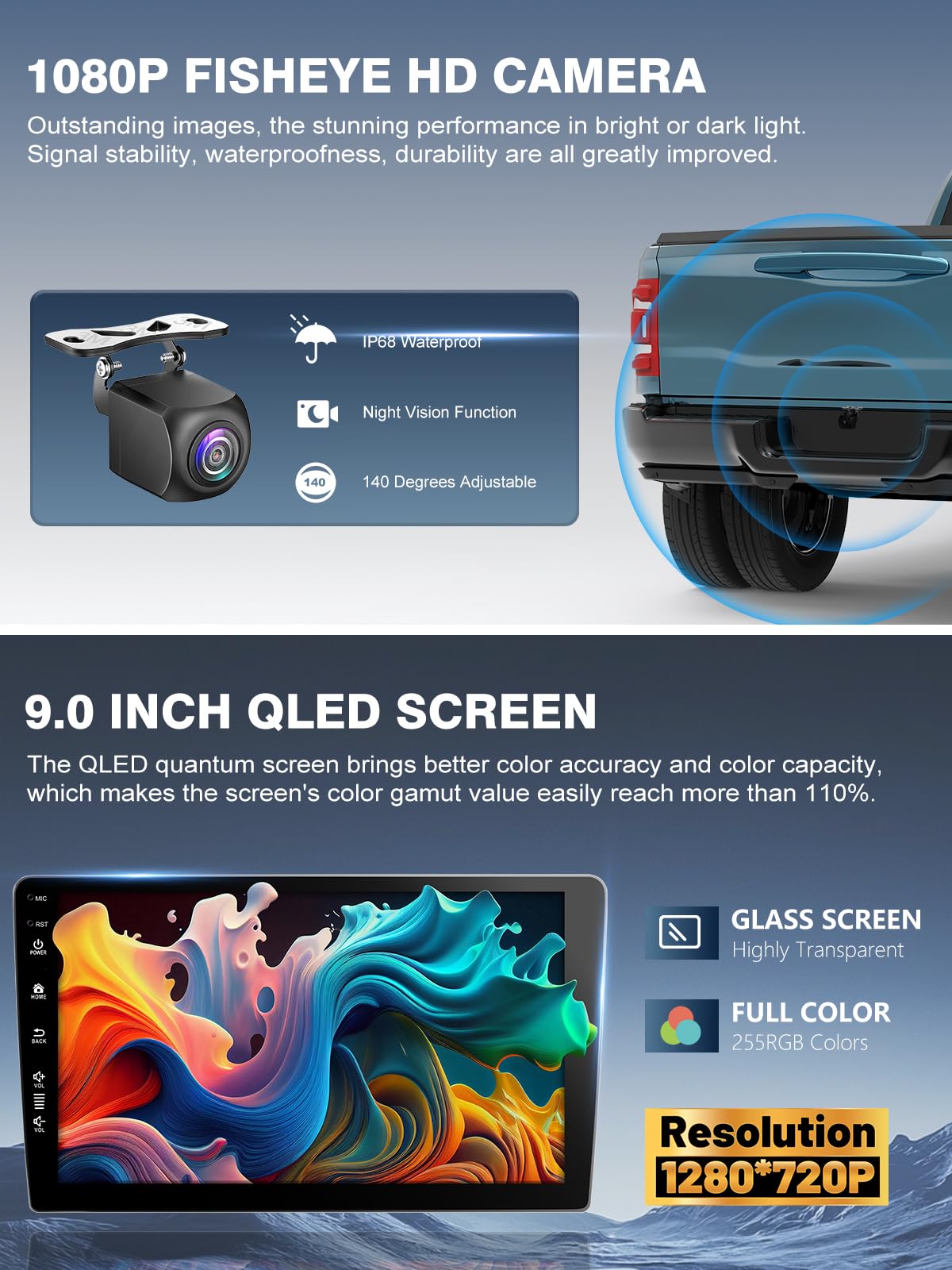 SailingTravel 1080P rearview camera with night vision and wide-angle view