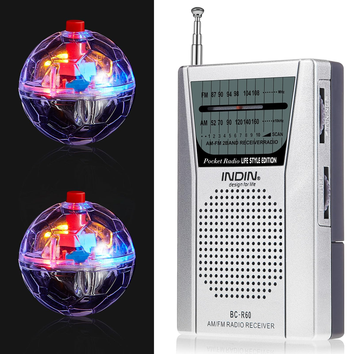 Sailong ghost radio front view showing controls and benefit of portability