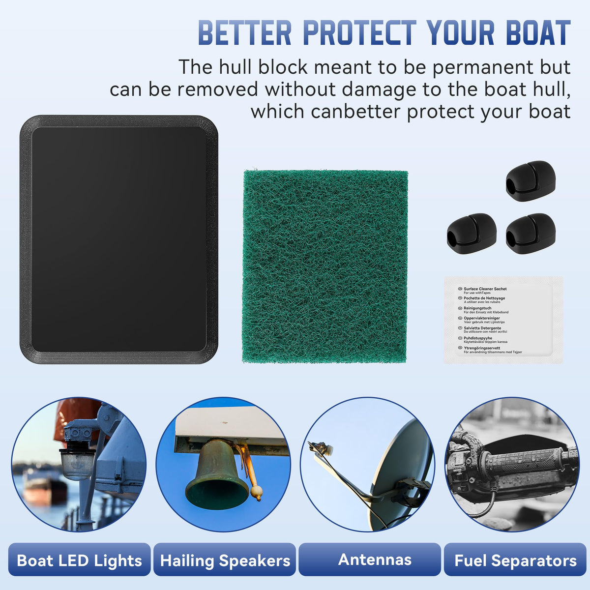 Saillong transducer mounted on boat hull demonstrating secure adhesion.