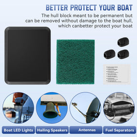 Saillong transducer mounted on boat hull demonstrating secure adhesion.