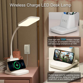 Sailstar base with wireless charger and pen holder keeping phone charged and desk items organized
