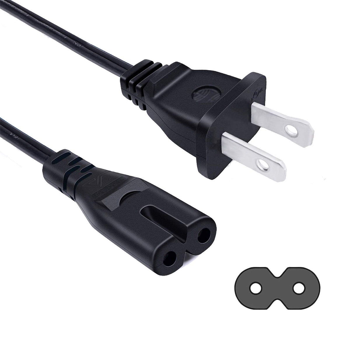 Saireed front view of 8ft figure-8 cable showing full length and packaging, assures easy replacement