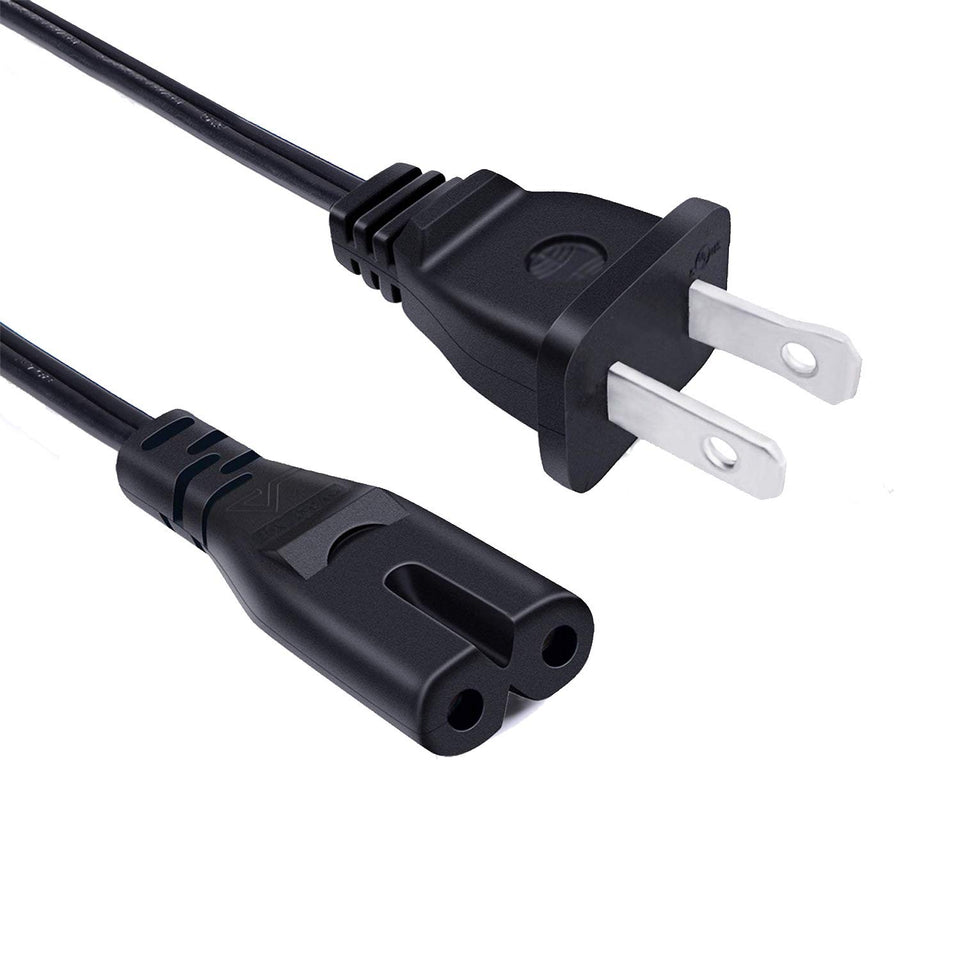 Saireed front view of 8ft figure‑8 power cord showing full cable and plugs for easy replacement