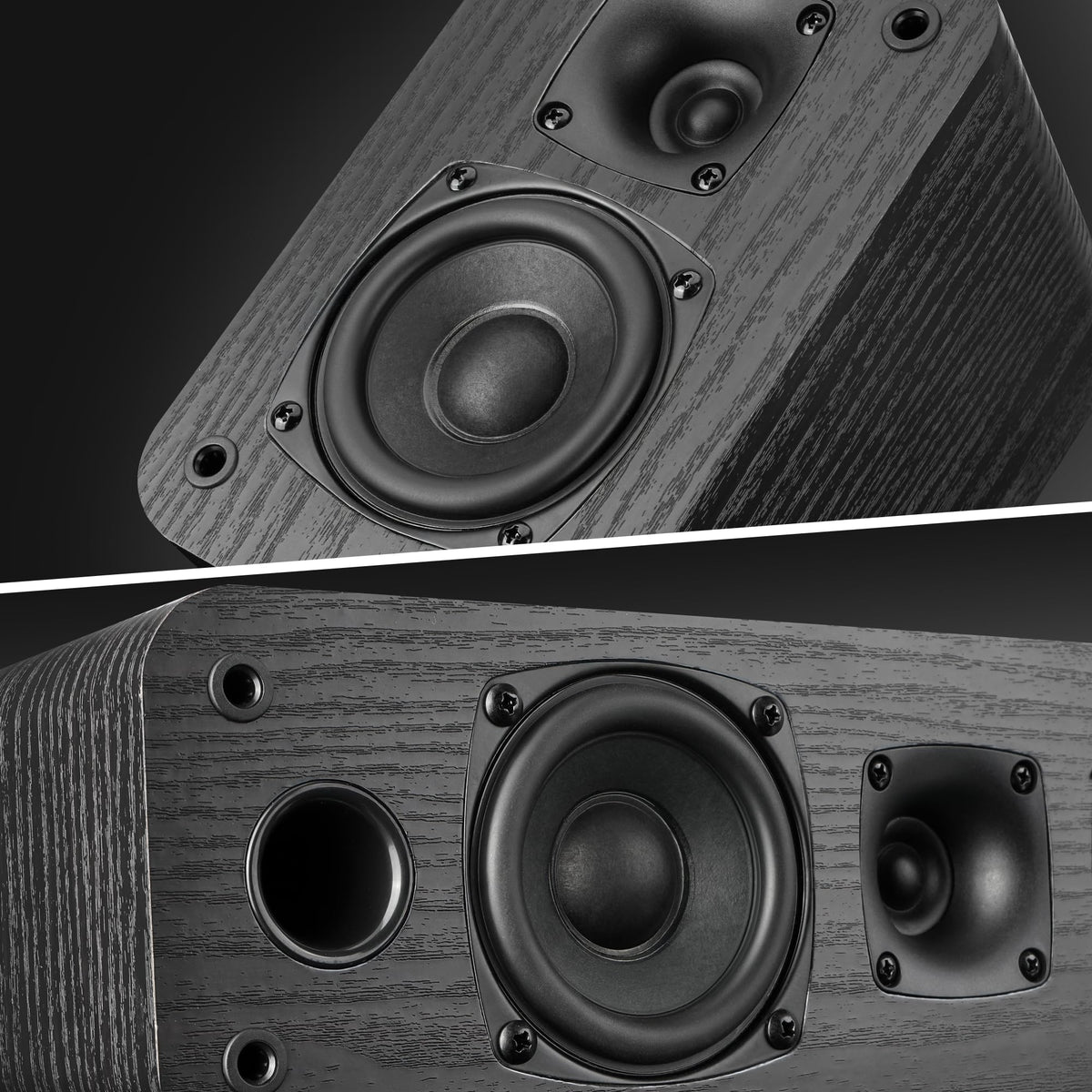 Saiyin 5.0 bookshelf left speaker provides robust surround sound.