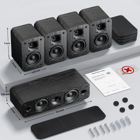 Saiyin 5.0 passive speakers diagram highlighting need for amplifier and cables.