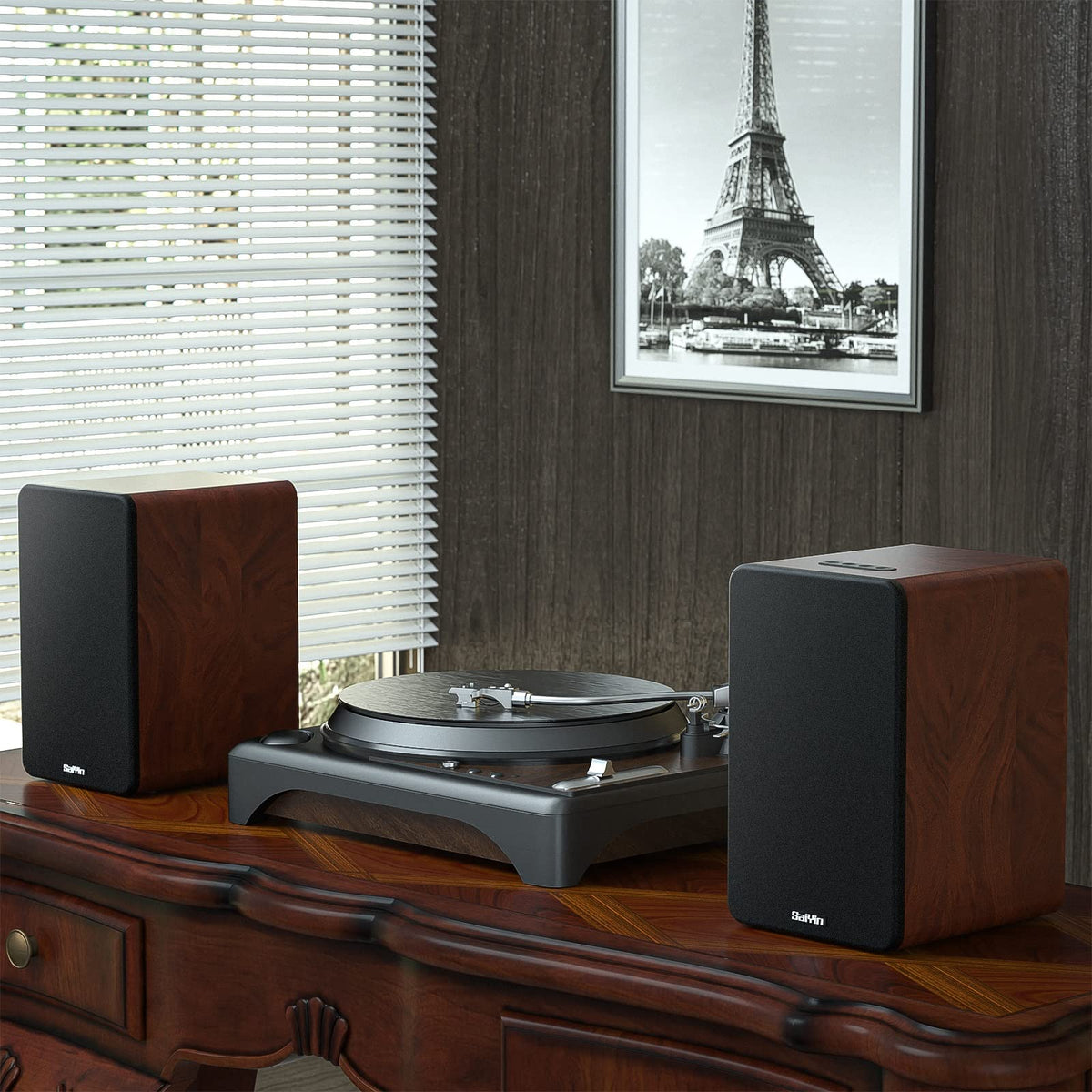 Saiyin classic wood-grain cabinet that blends with any decor.