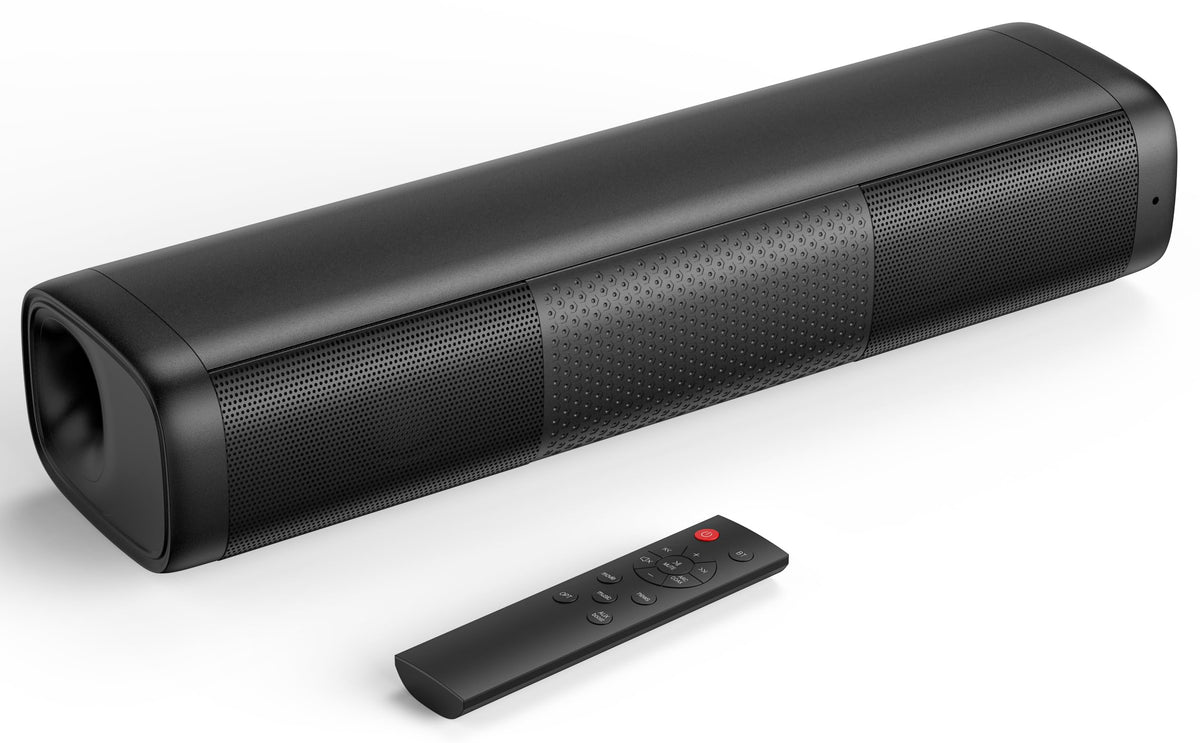 Saiyin front view showing compact sound bar enhancing TV audio