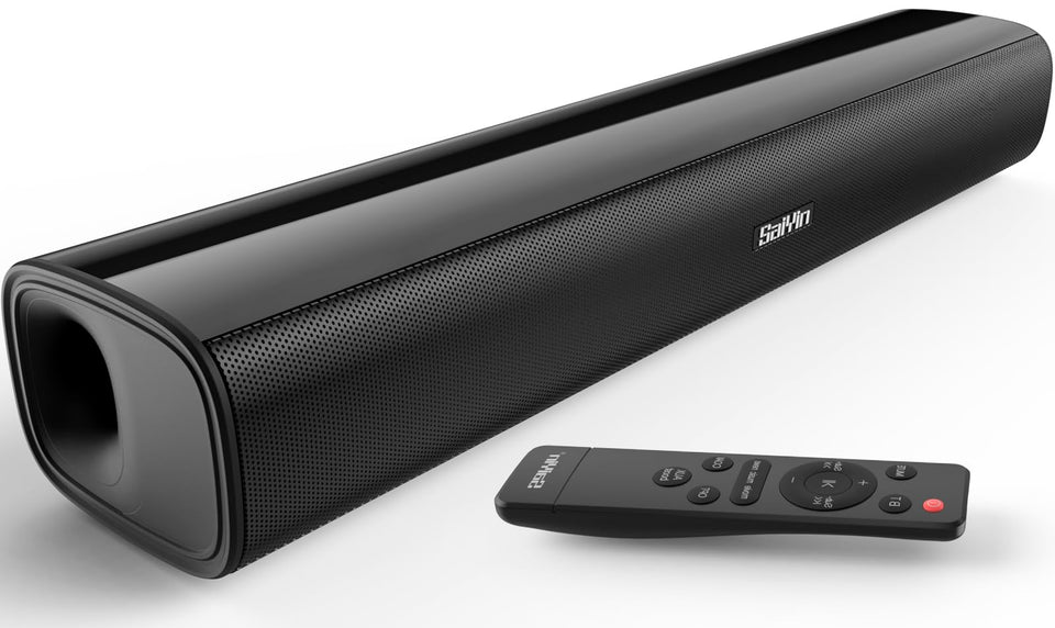 Saiyin front profile soundbar showing slim design and balanced stereo benefit