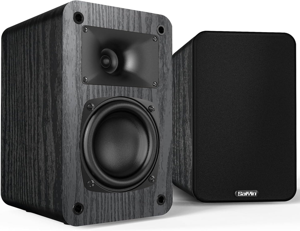 Saiyin front view of speaker pair showing sleek cabinets and balanced presentation