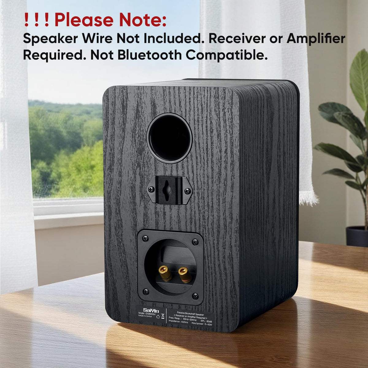 Saiyin passive speakers side panel highlighting sturdy build for wall mounting